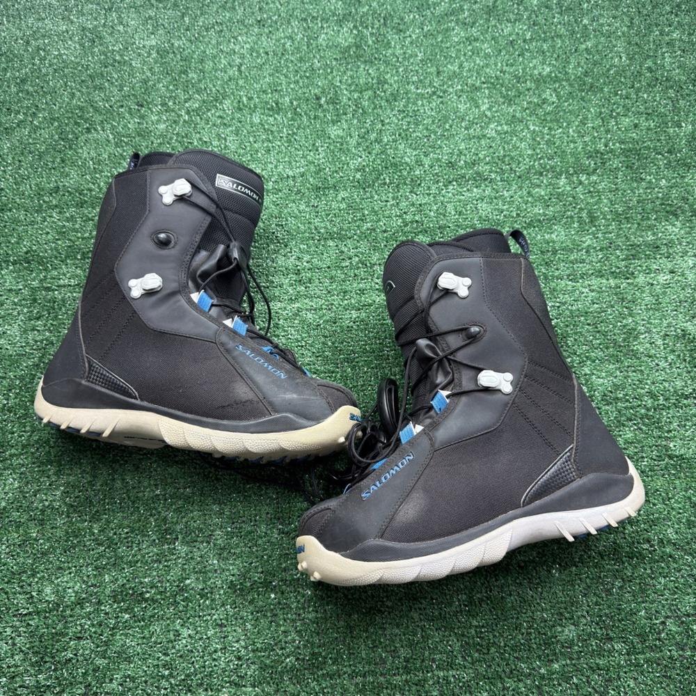 Salomon Kamooks Snowboard Boots Mens 10 Black Blue Thermicfit Quick Pull